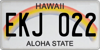 HI license plate EKJ022