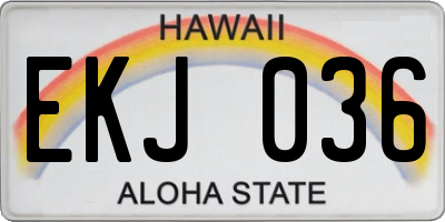 HI license plate EKJ036