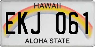 HI license plate EKJ061