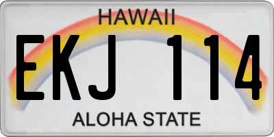 HI license plate EKJ114