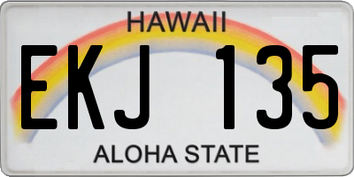 HI license plate EKJ135