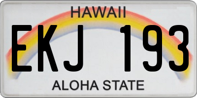 HI license plate EKJ193