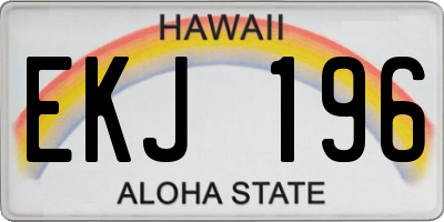 HI license plate EKJ196