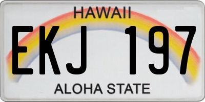 HI license plate EKJ197