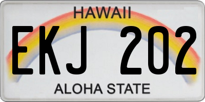 HI license plate EKJ202