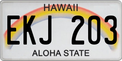 HI license plate EKJ203