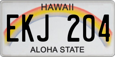 HI license plate EKJ204