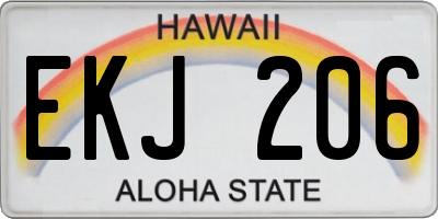 HI license plate EKJ206