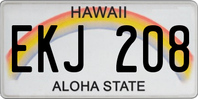 HI license plate EKJ208