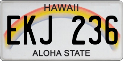 HI license plate EKJ236