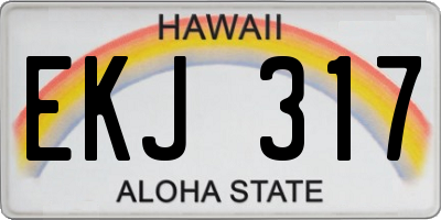 HI license plate EKJ317