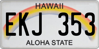 HI license plate EKJ353