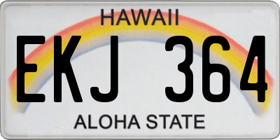 HI license plate EKJ364