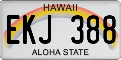 HI license plate EKJ388