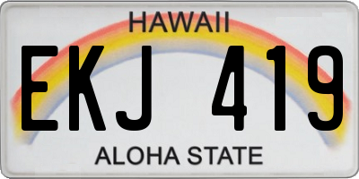 HI license plate EKJ419
