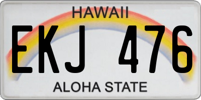 HI license plate EKJ476