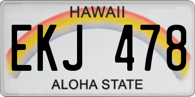 HI license plate EKJ478