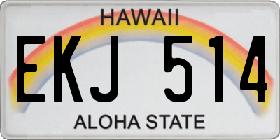 HI license plate EKJ514