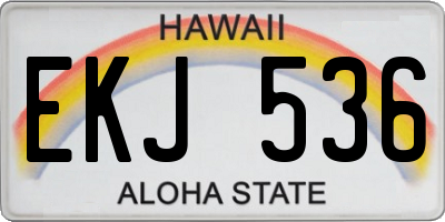 HI license plate EKJ536