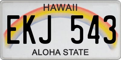 HI license plate EKJ543