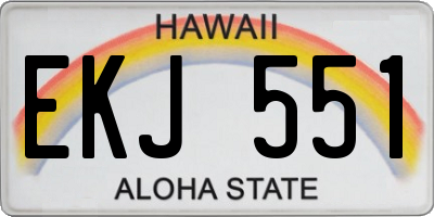 HI license plate EKJ551