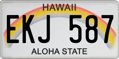 HI license plate EKJ587
