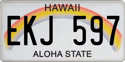 HI license plate EKJ597