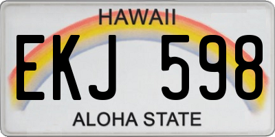 HI license plate EKJ598