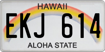 HI license plate EKJ614