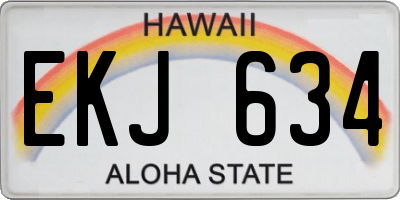 HI license plate EKJ634