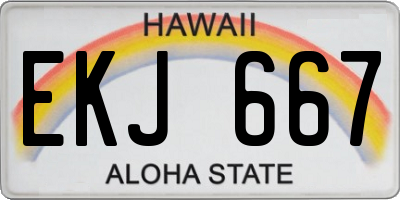 HI license plate EKJ667