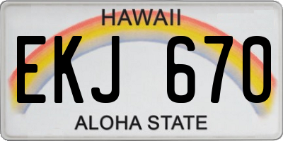 HI license plate EKJ670