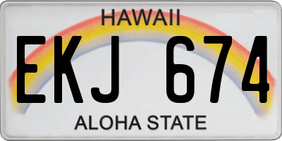 HI license plate EKJ674