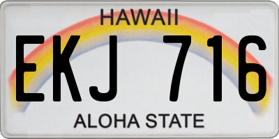 HI license plate EKJ716
