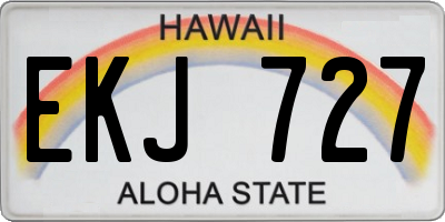 HI license plate EKJ727