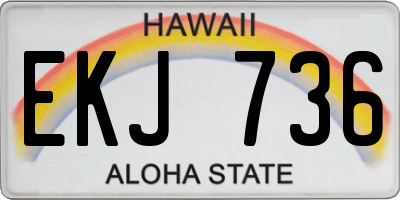 HI license plate EKJ736