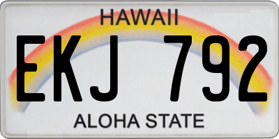 HI license plate EKJ792