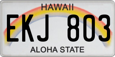 HI license plate EKJ803