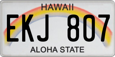 HI license plate EKJ807