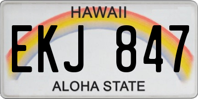 HI license plate EKJ847