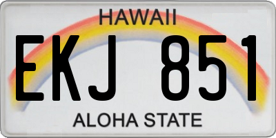 HI license plate EKJ851