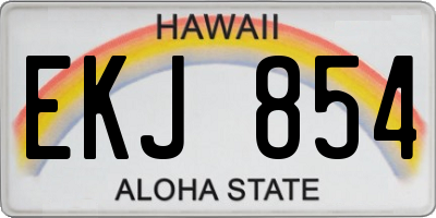 HI license plate EKJ854