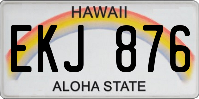 HI license plate EKJ876
