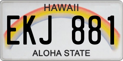 HI license plate EKJ881