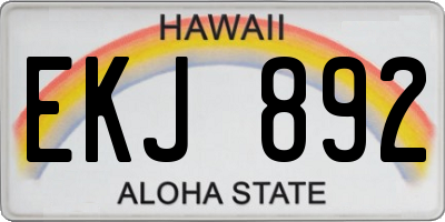 HI license plate EKJ892