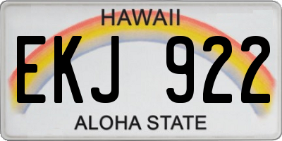 HI license plate EKJ922