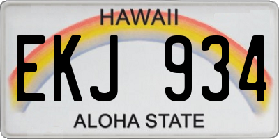 HI license plate EKJ934