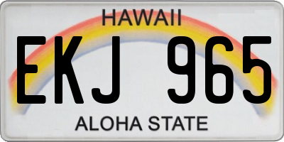 HI license plate EKJ965