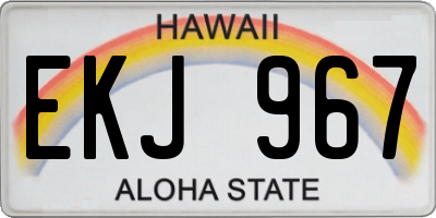 HI license plate EKJ967