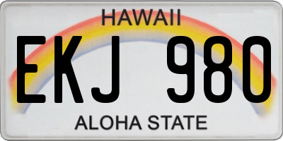 HI license plate EKJ980